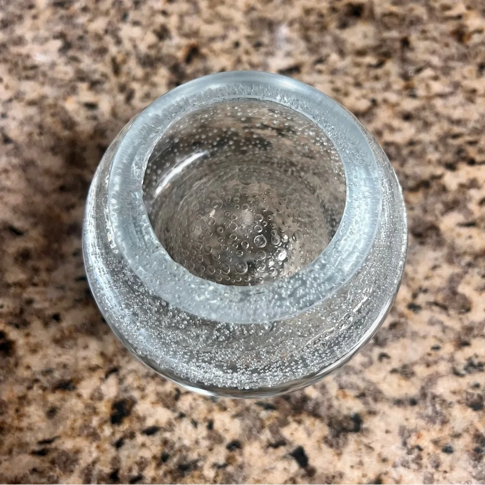 Hand Blown Glass Clear bubble bud vase Paperweight - Picture 6 of 6